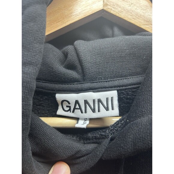 Ganni Women’s XXS Black Oversized Pullover Hoodie Software Isoli Side Slit - Picture 4 of 9